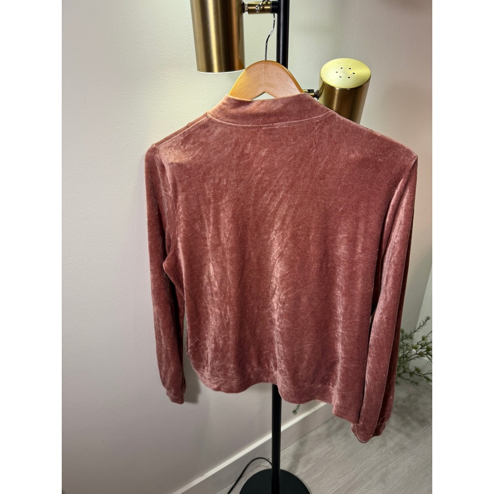 Hanro Womens Velvet Bomber Jacket Dusty Rose Mauve Full Zip Small S/P Loungewear - Picture 6 of 10